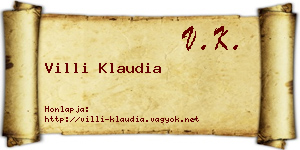 Villi Klaudia névjegykártya